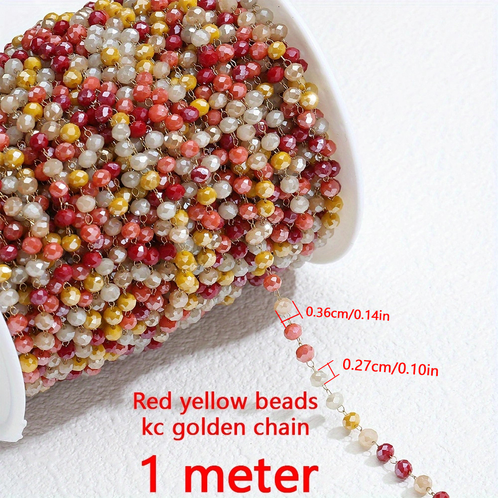 1meter Stainless Steel Chain Multi color Crystal Stone - Temu