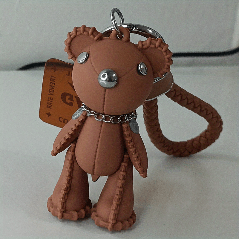 leather bear keychain