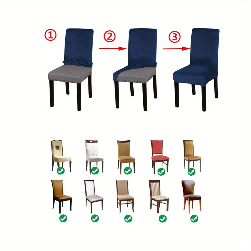 1pc dining chair cover stretch thickened plush solid color chair seat slipcover elastic chair cover furniture protector anti cat scratch for dining party hotel wedding details 1