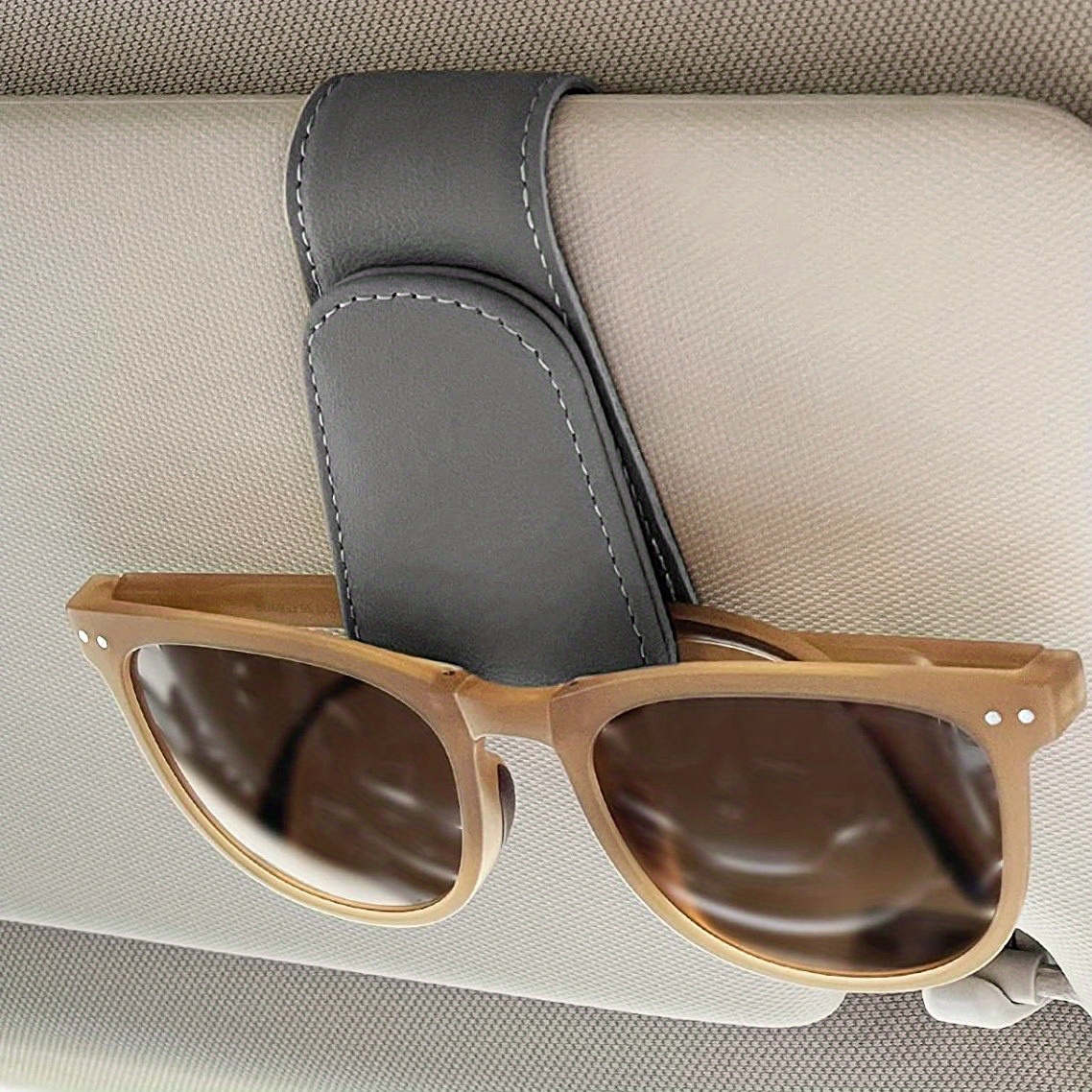 Sunglasses Holder Car Sun Visor Pu Leather Glasses Storage - Temu