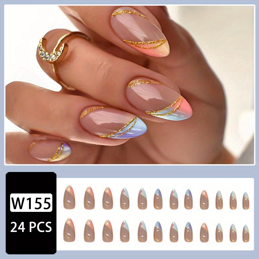 Almond-Shaped Glitter French Acrylic Nails  French acrylic nails, Almond  nails designs, Glitter tip nails