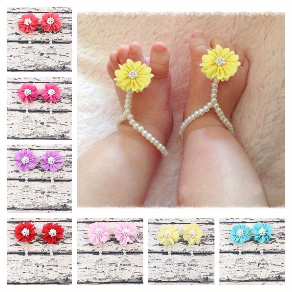 Cute Imitation Pearls Barefoot Sandals With Multiple Use - Temu