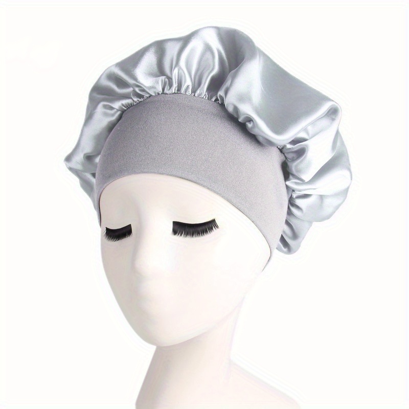 Bonnet de sommeil en satin, grand chapeau en soie à large bande élastique  bonnet de nuit pour femmes filles pour protéger les cheveux (3PC) 