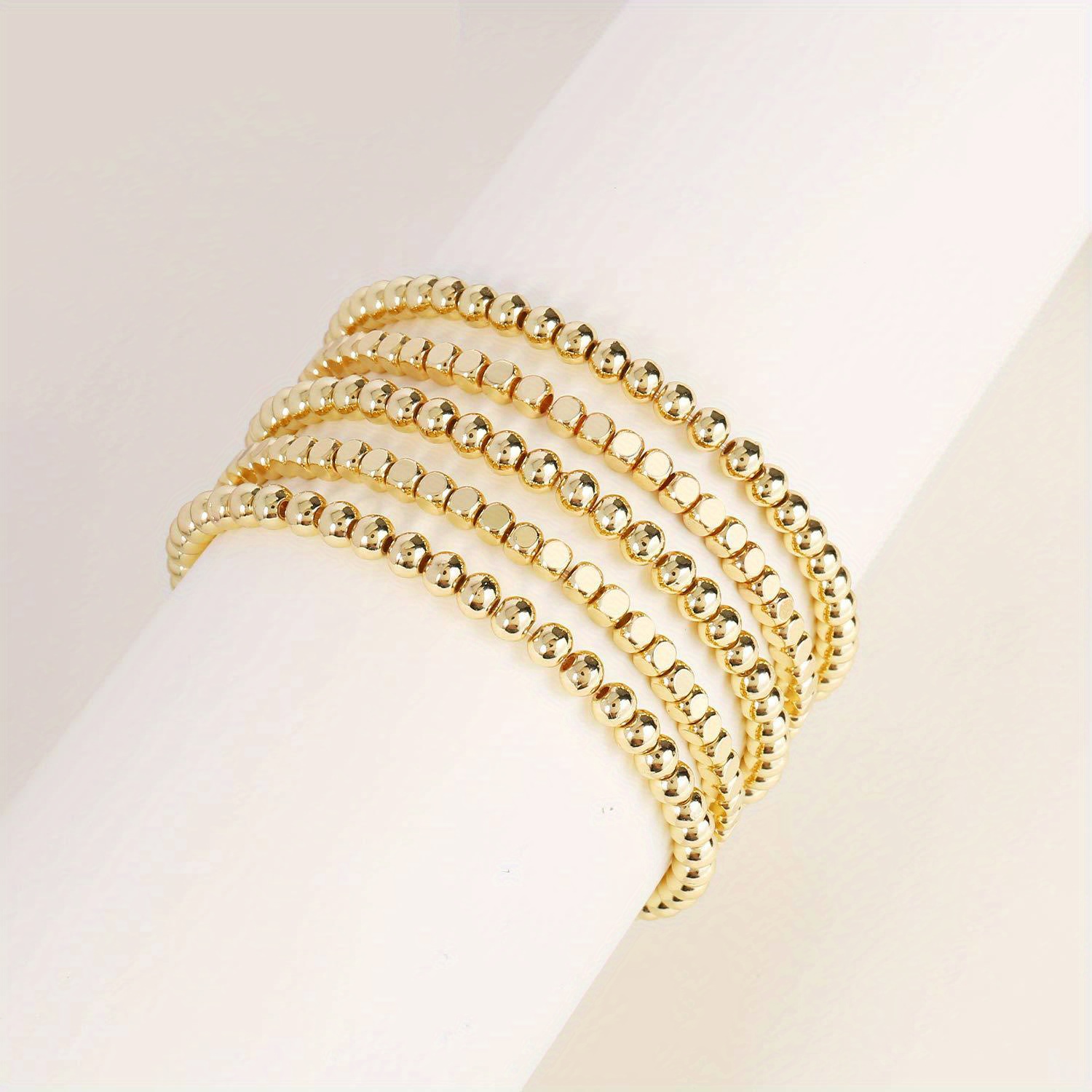 Round Beads Balls Bracelet 18k Gold Plated Golden Color - Temu