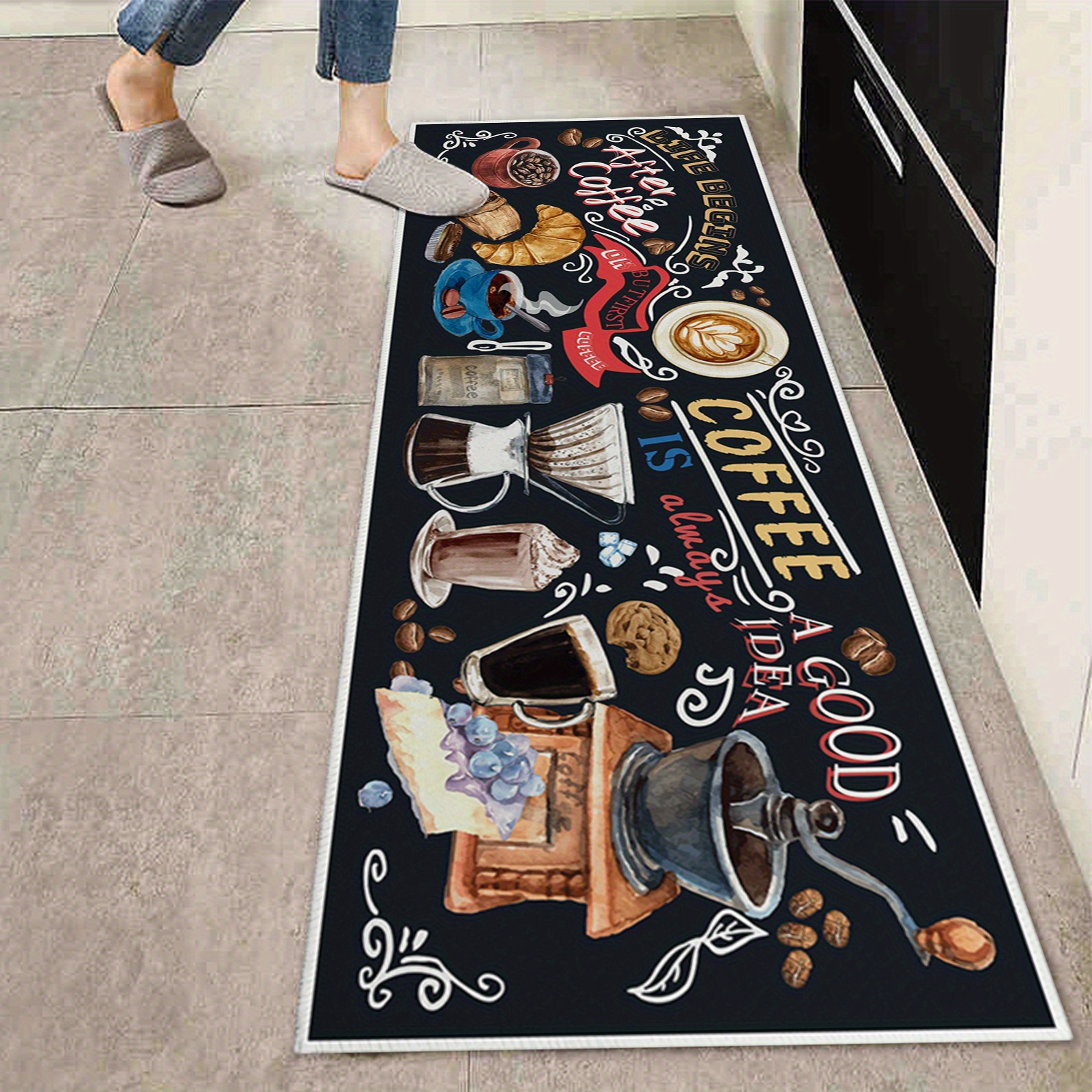 Coffee Utensils Printing Kitchen Floor Mat Non slip Kitchen Temu