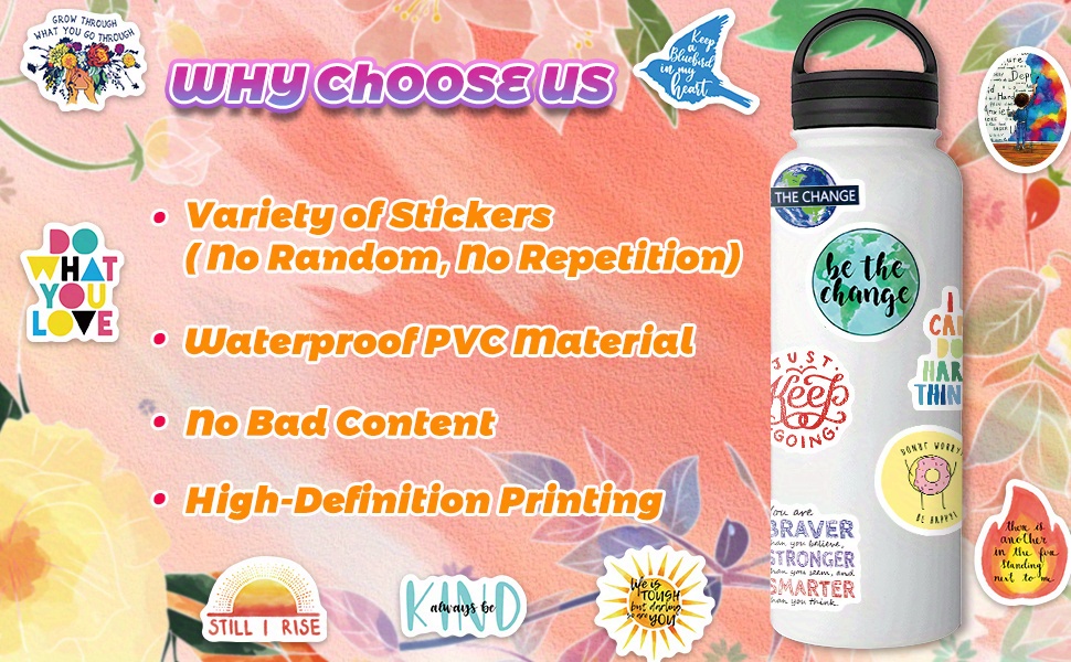  LOVELYLIFE Motivational Inspirational Stickers, 300PCS Positive  Quote Stickers Waterproof Vinyl Stickers for Water Bottle Laptops for  Adults Students Teachers Employees : Toys & Games