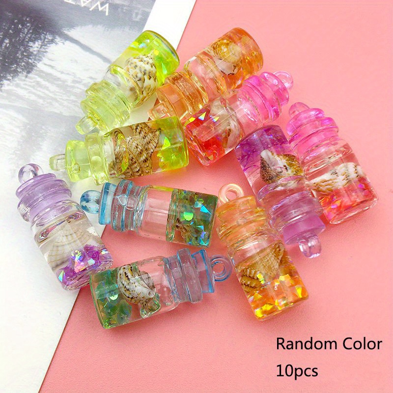 Random Color Glass Conch Shell Ocean Drift Bottle Charms Pendant