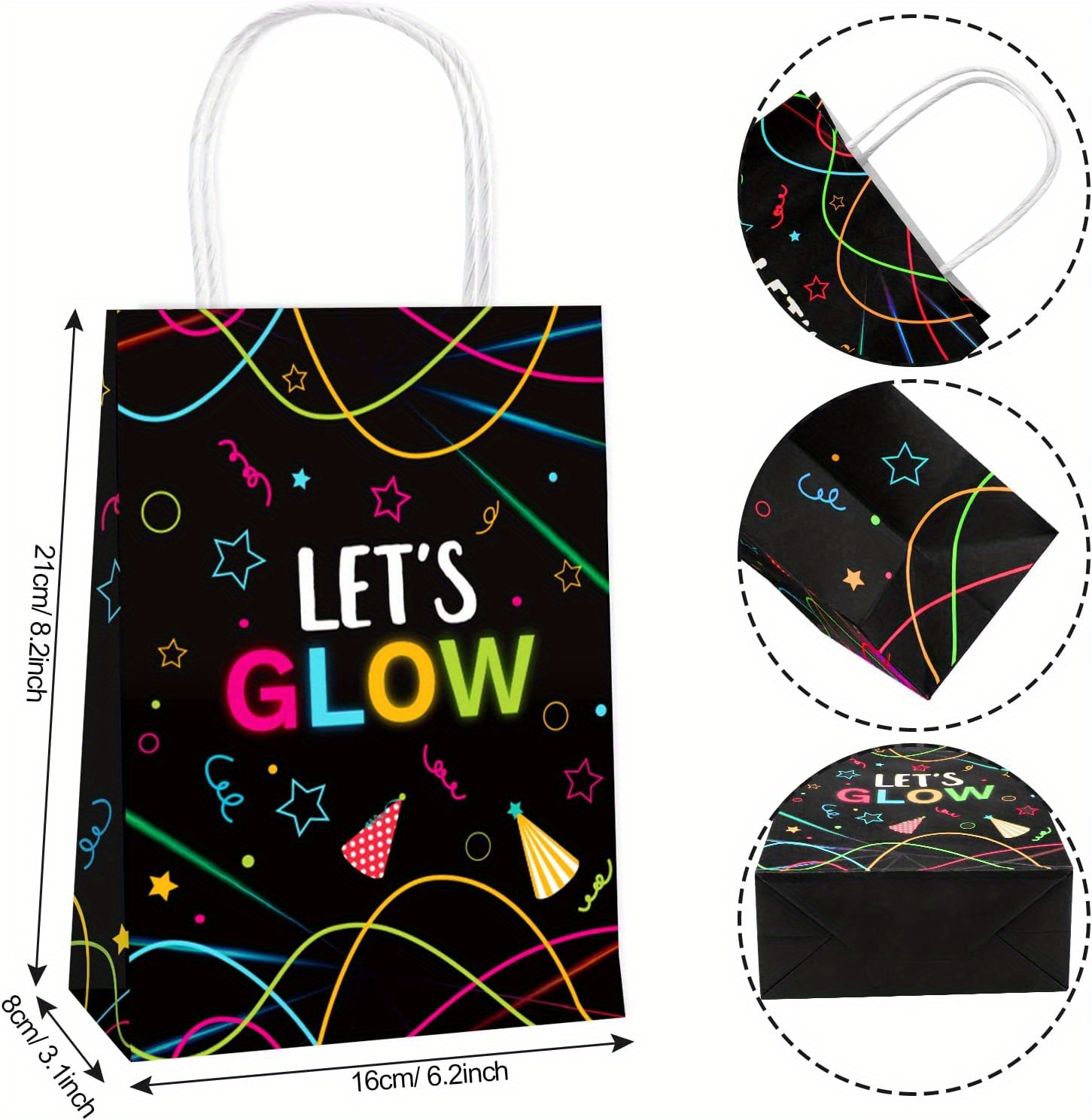 Glow In Dark Party Gift Bags Glow Neon Themed Party Supplies Temu