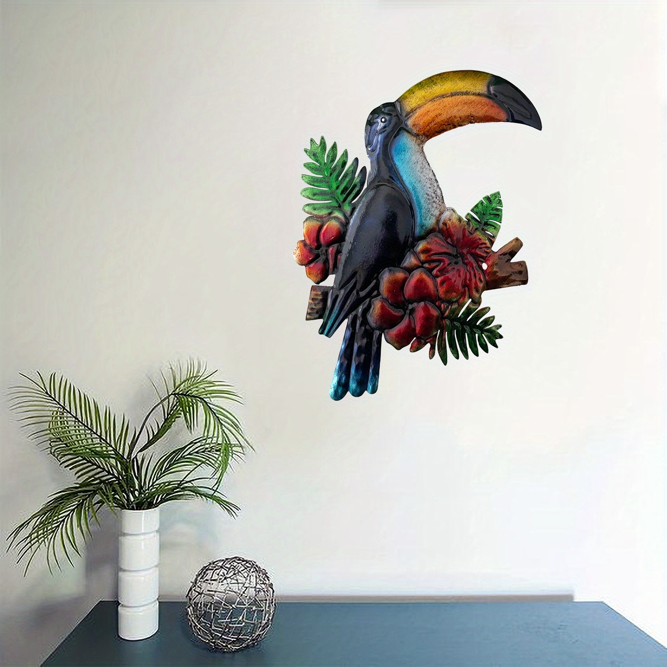 Metal Bird Wall Art Decor Handmade Colorful Toucan Tropical Temu