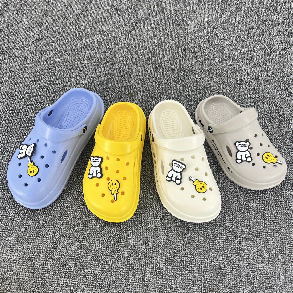 Casual Breathable Clogs With Cute Cartoon Charms For Boys, Quick Drying ...