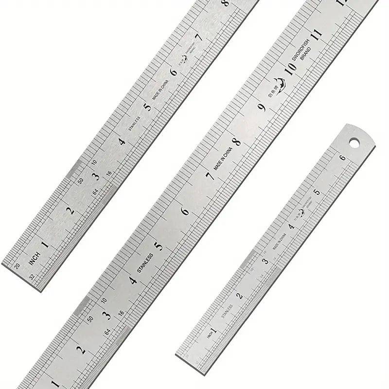 Ruler And Stainless Steel Metal Rulers For Home School - Temu