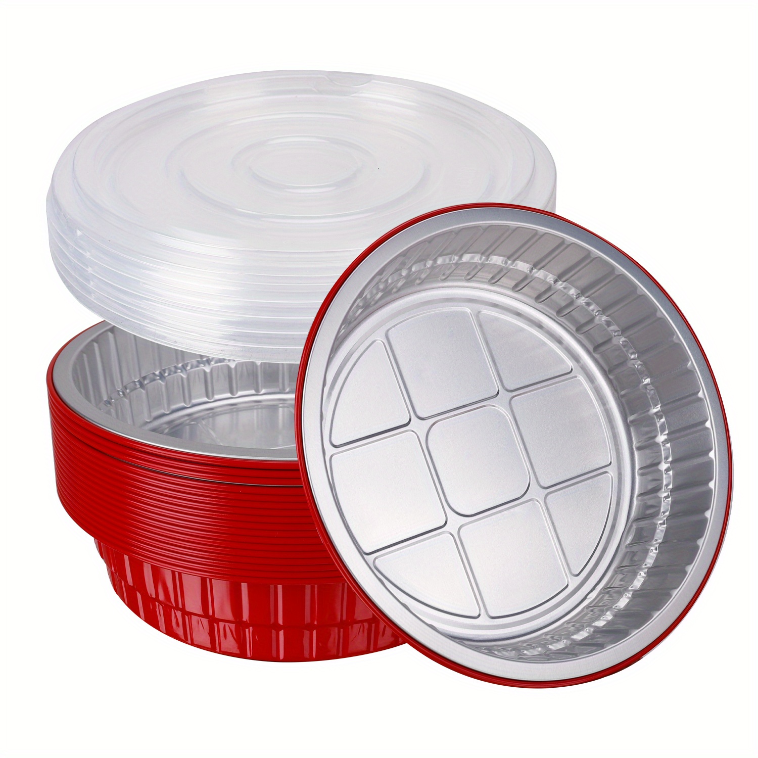 10pcs Aluminum Foil Pans With Lids 7'' Disposable Round Foil Food Containers Tin Foil Pans Great