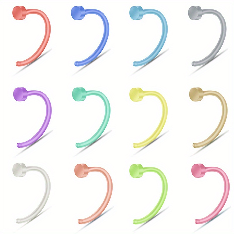 12pcs Candy Nose Ring Screws, Body Piercing