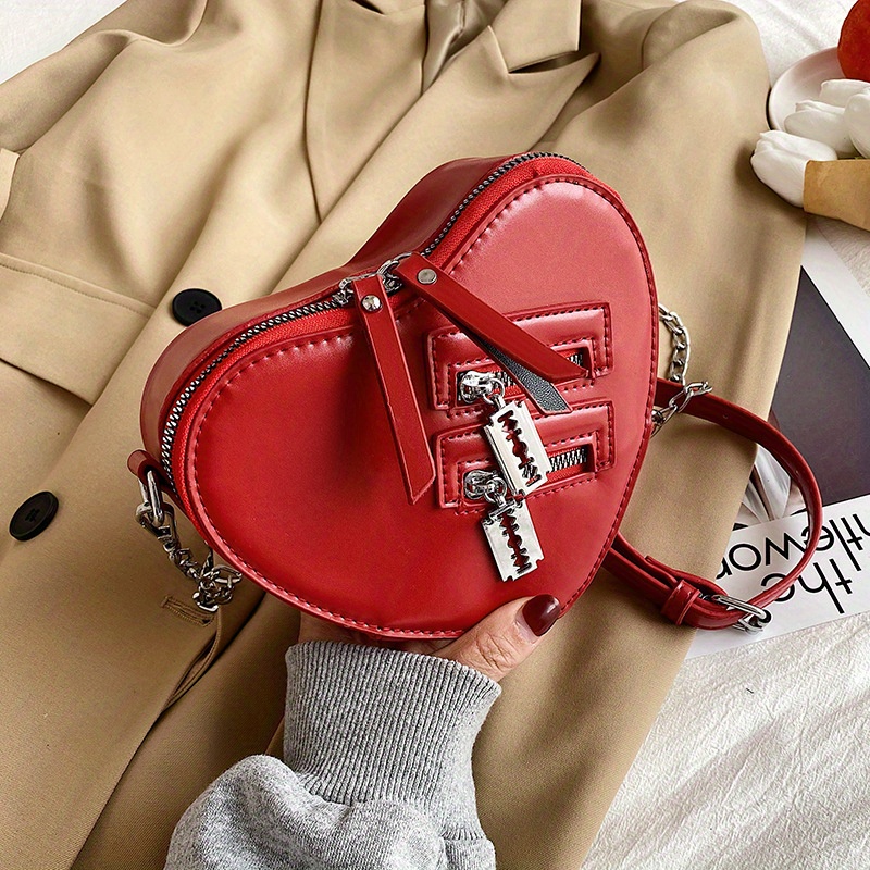 Y2k Heart Shaped Crossbody Bag, Solid Color Shoulder Bag For Spicy Girls,  Pu Leather Purse For Dating - Temu