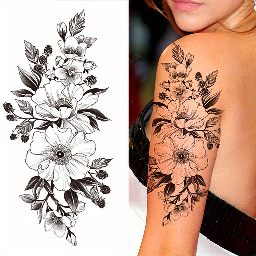 Waterproof Temporary Tattoo Stickers - Flower, Snake & Arm Sleeve