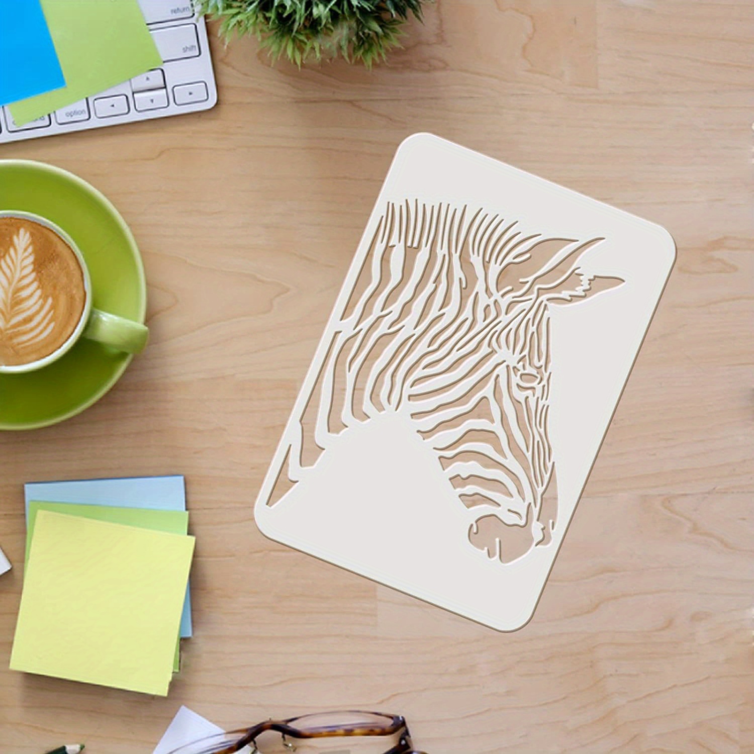 1pc Zebra Drawing Painting Stencils Templates 11.6x8.3inch Zebra Pattern Plastic Stencils Decoration Rectangle Reusable Stencils For Painting On Wood, Floor, Wall And Fabric