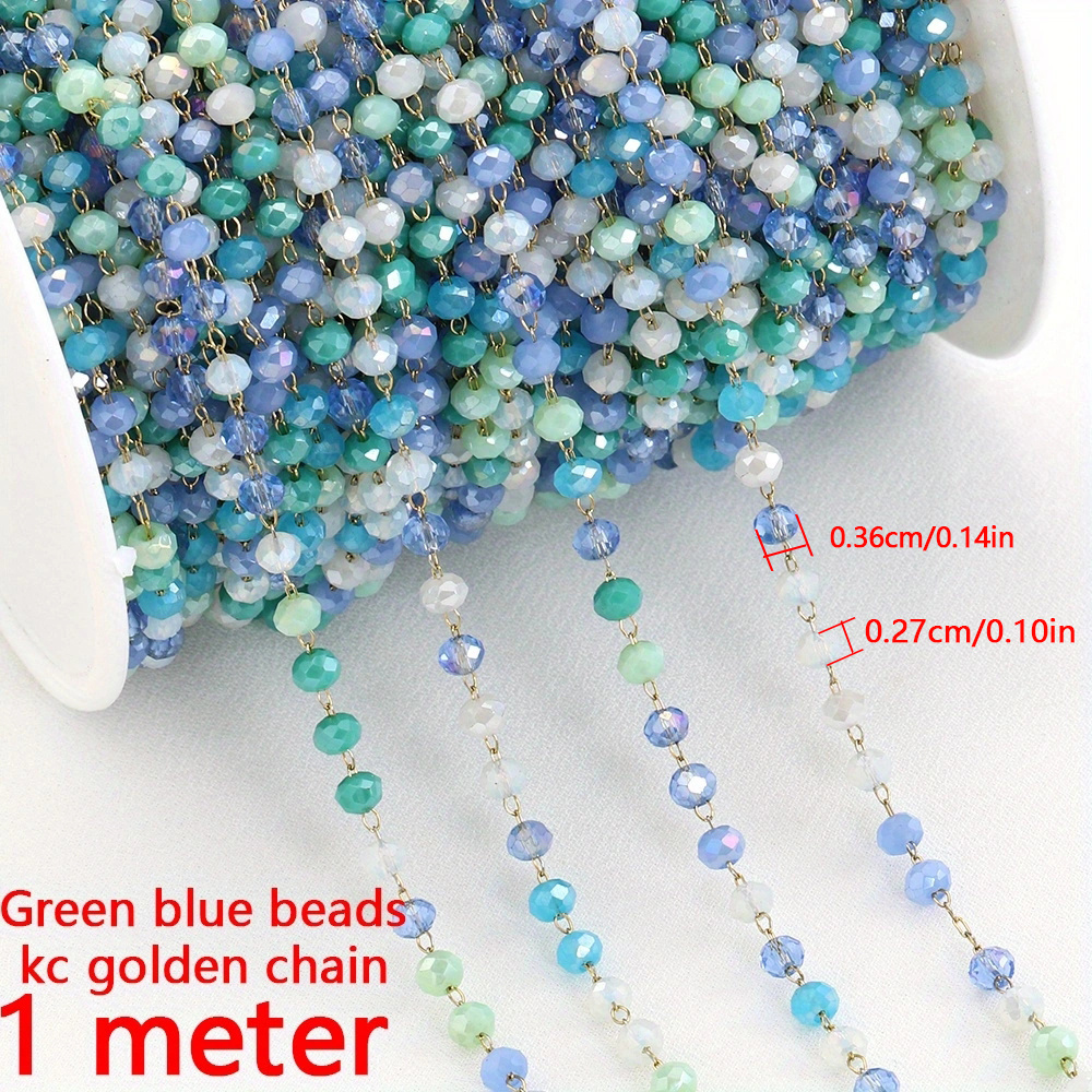 1meter Royal Blue Crystal Stone Stainless Steel Bead Chain - Temu