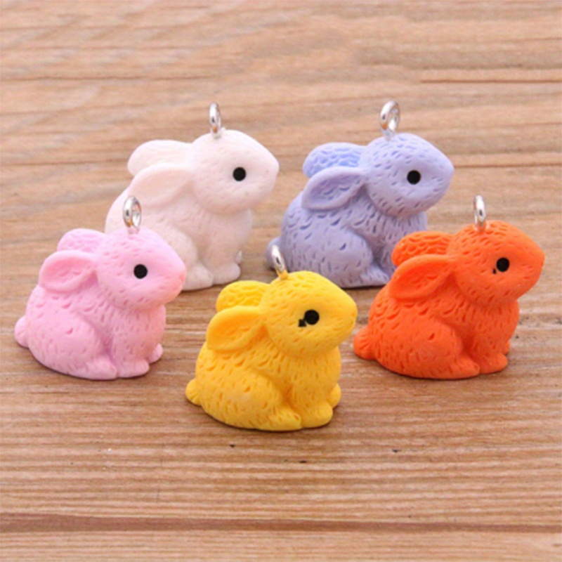 10Pcs Kawaii Animals Rabbit Charms for Jewelry Making Findings Cute Fruit  Strawberry Earring Keychain Pendant DIY