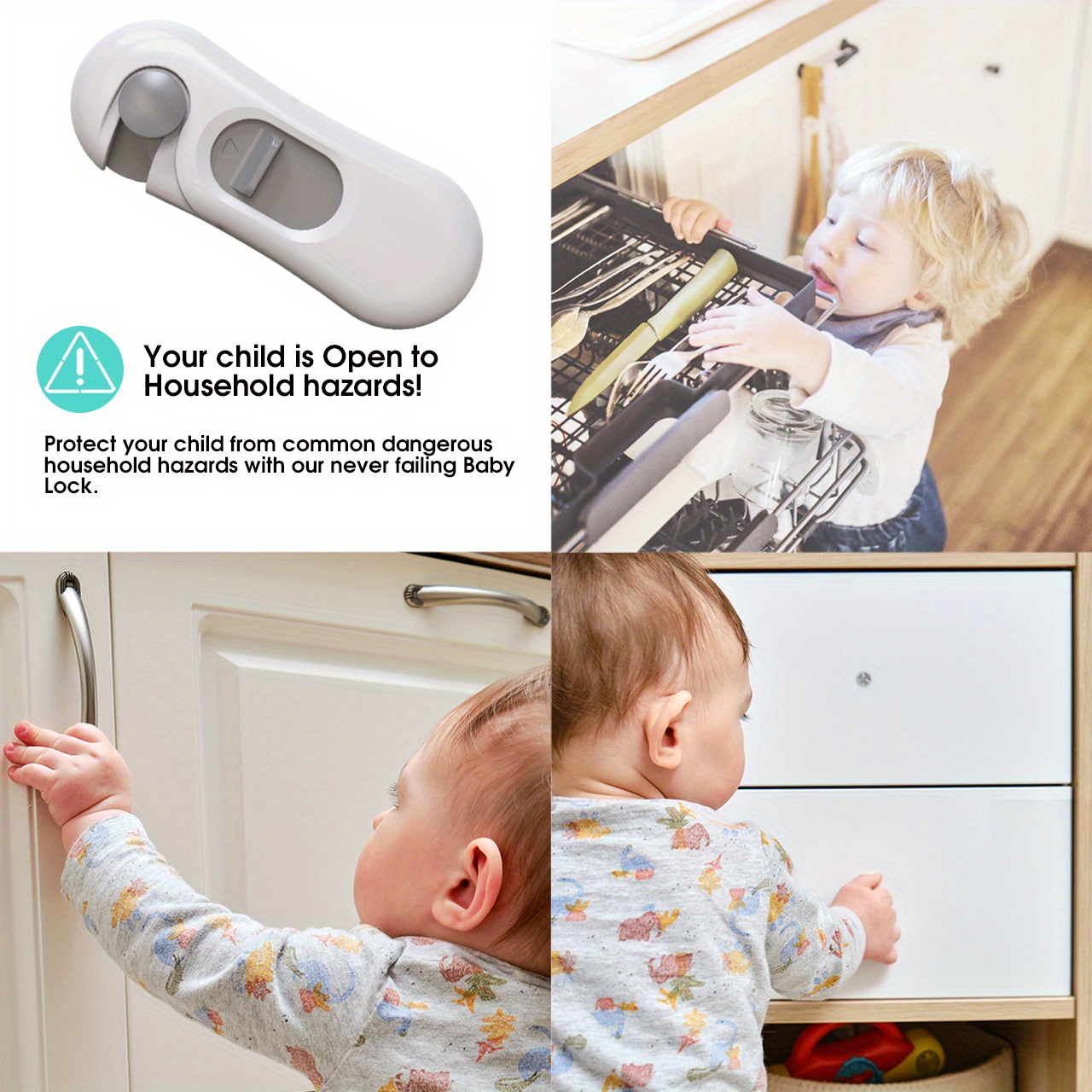5pcs Child Safety Locks - Cabinet Locks, Baby Proofing Cabinet Kitchen  System With Strong Adhesive Tape High-end Newest Design Square For Drawer  Refr