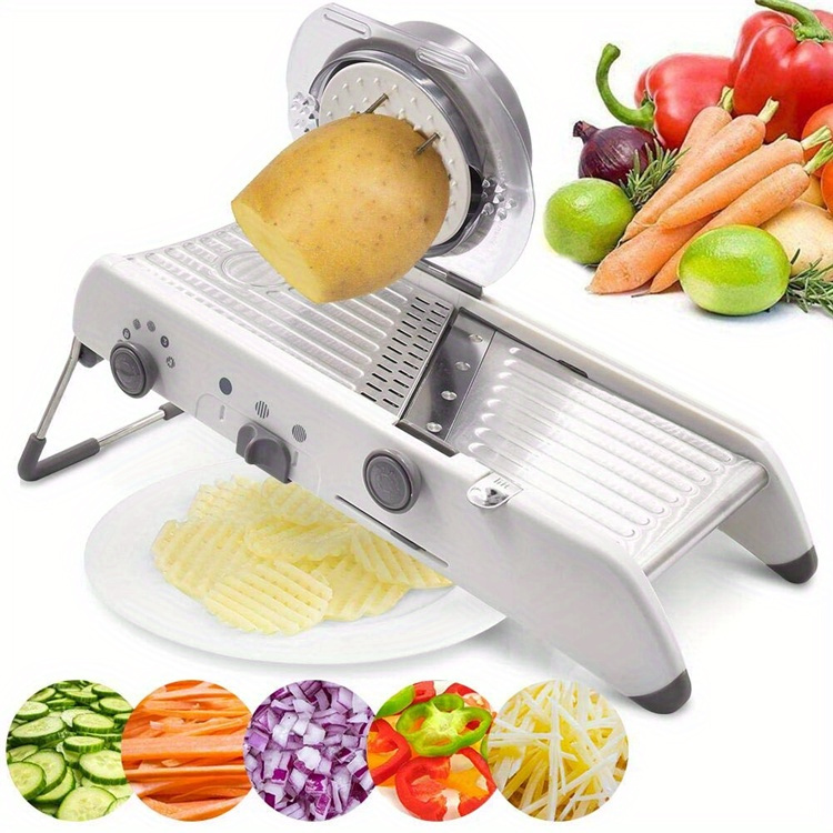 Adjustable Mandoline Food Slicer, Lychee Stainless Steel Vegetable Slicer  Chopper Onion Potato Fruit Cutter Julienne Slicer for Kitchen, Green