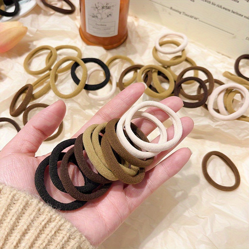50pcs milk coffee colored high elastic seamless towel loop hair loop ...