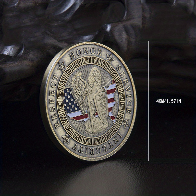 Law Enforcement Challenge Coin St. Michael Police Challenge Coin - Thin Blue Line Prayer Commemorative (1.57") Police Gifts