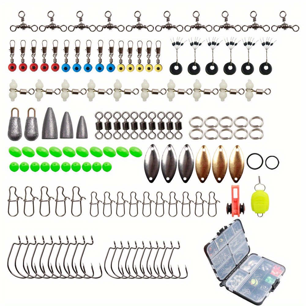 Fishing Tackle Box Set With Fishing Hooks, Weights, Jig Heads, O-rings,  Barrel Swivels, Fastlock Snaps - Temu United Arab Emirates