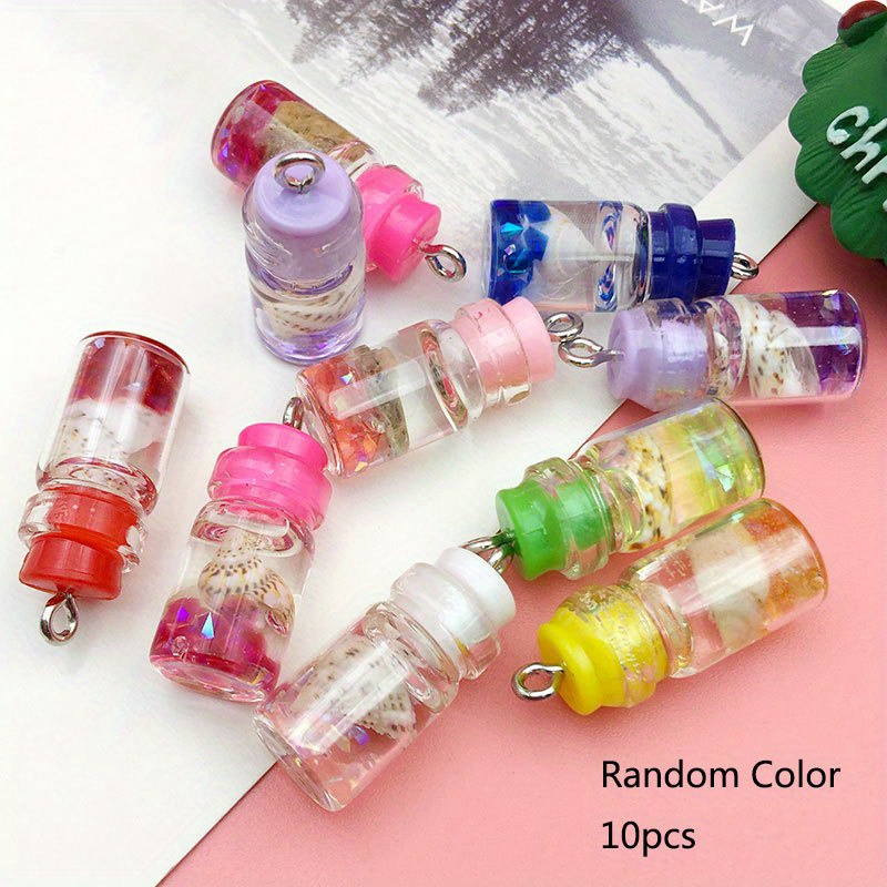 Random Color Glass Conch Shell Ocean Drift Bottle Charms Pendant