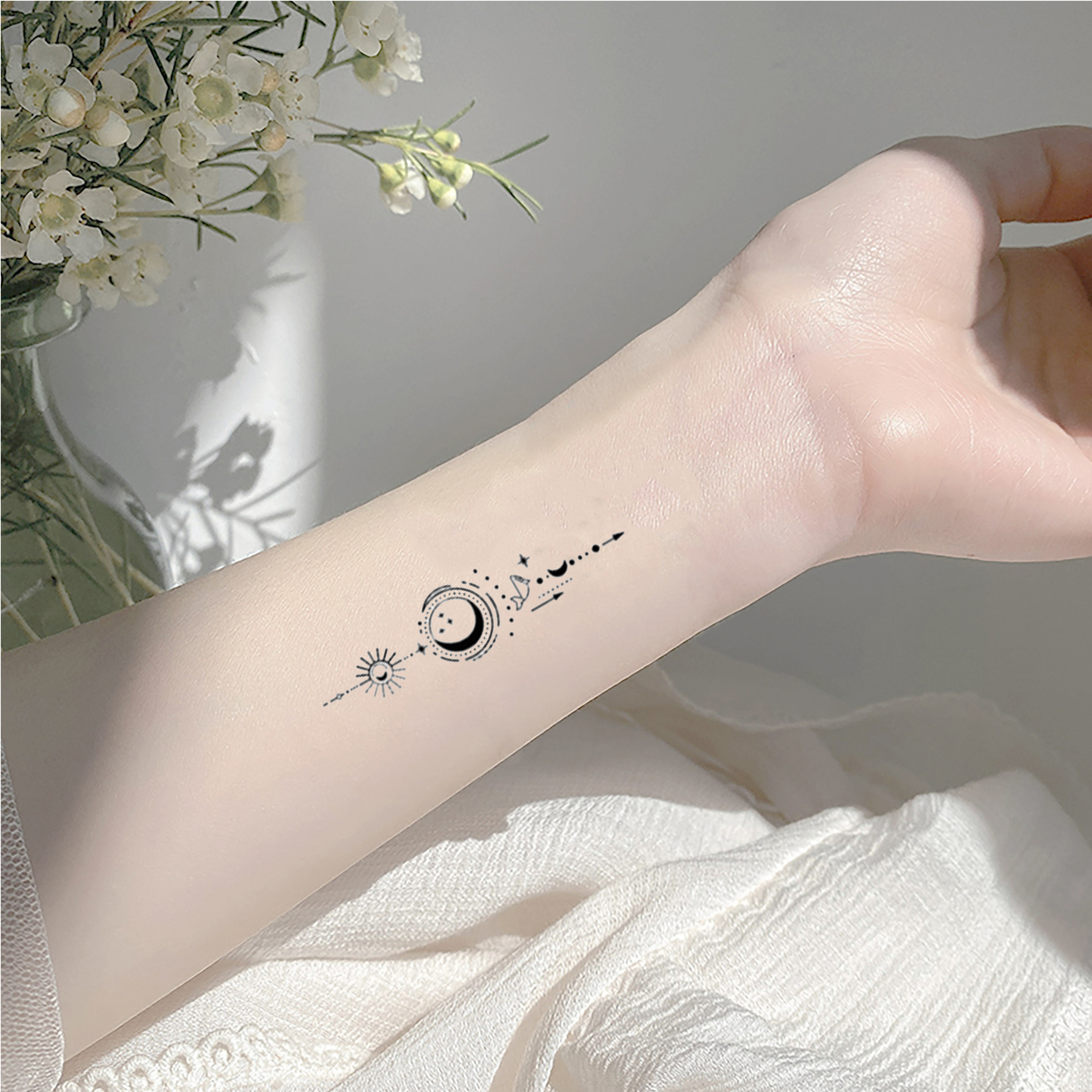 Temporary Tattoos Line Drawing Simple Artistic Pattern Long - Temu ...