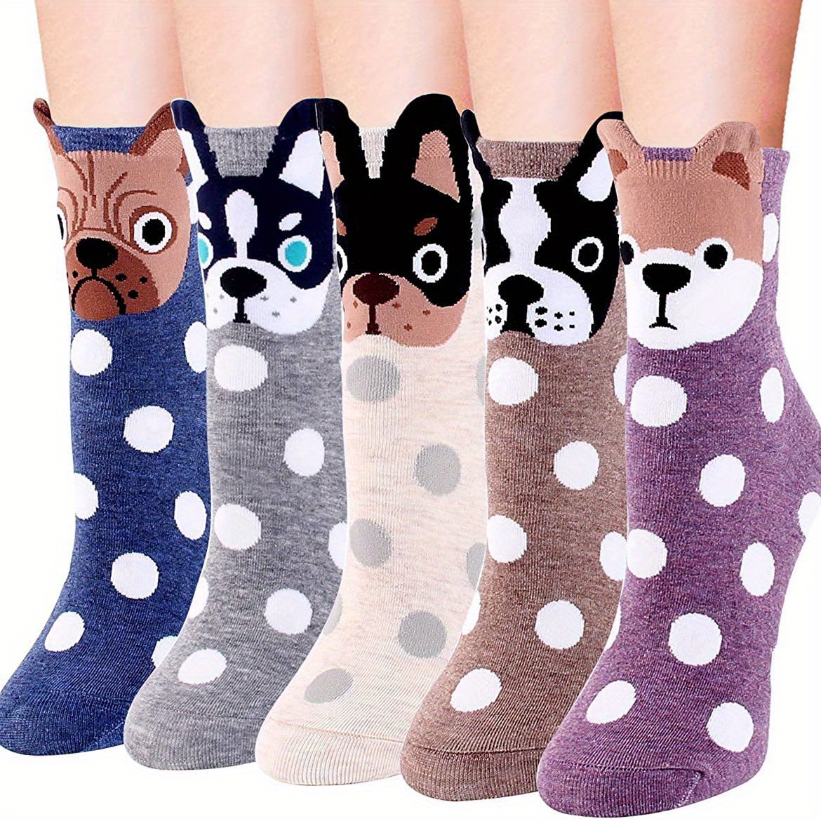 5 Pares Calcetines Estampado Gato Dibujos Animados Cómodos - Temu