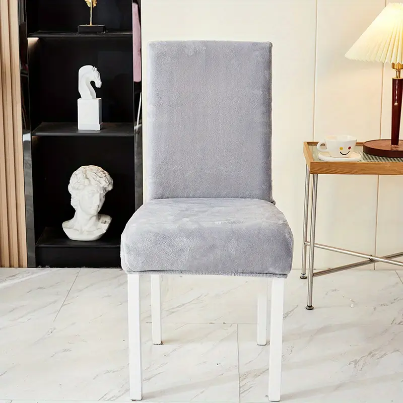 1pc dining chair cover stretch thickened plush solid color chair seat slipcover elastic chair cover furniture protector anti cat scratch for dining party hotel wedding details 6
