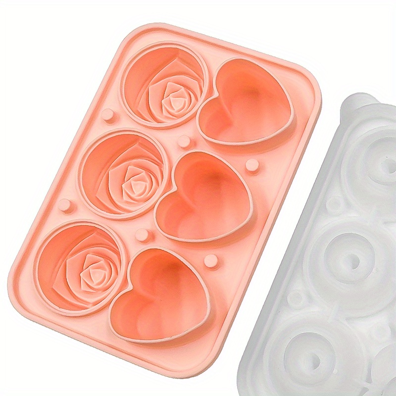  Silicone Ice Molds Fun Shapes Set, Heart Rose Ice Cube