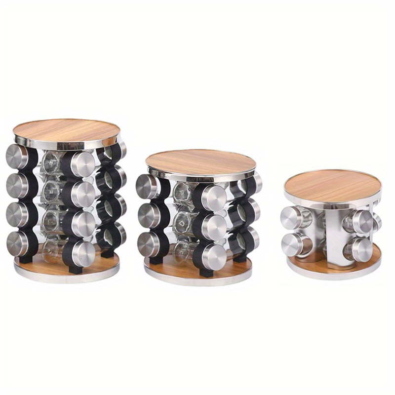 360° Revolving Spice Rack Set with 18 Spice Jars Kitchen Spice Tower  Organizer 