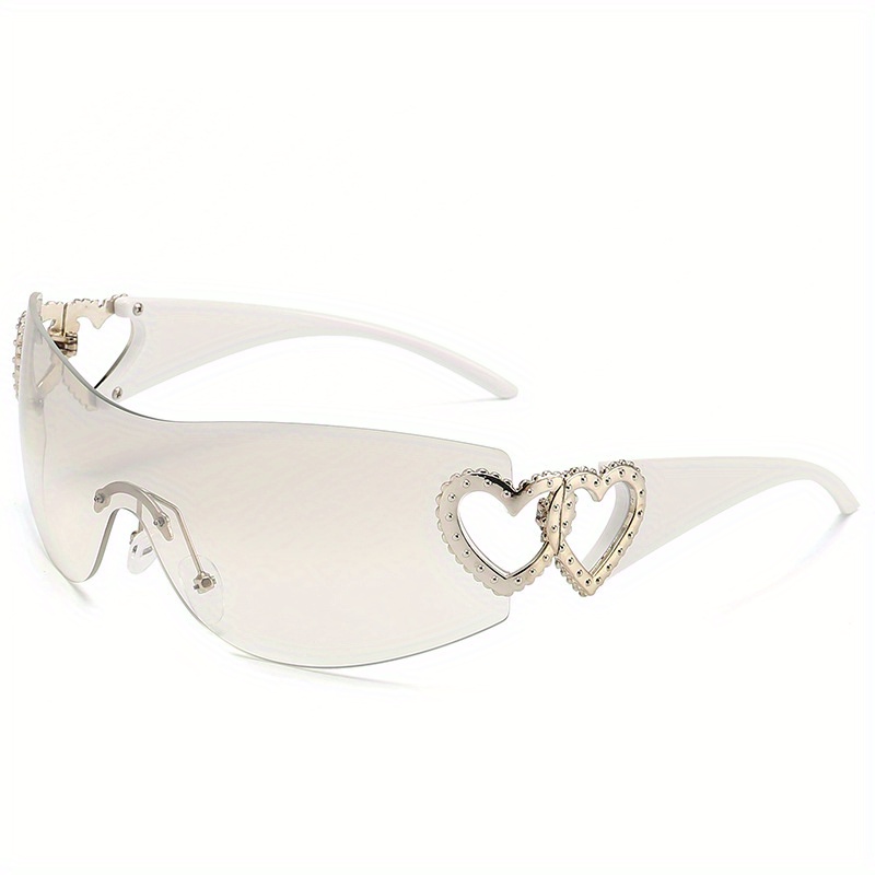 Gradient One Piece Sunglasses for Women & Men, Y2K Heart Hinge Design