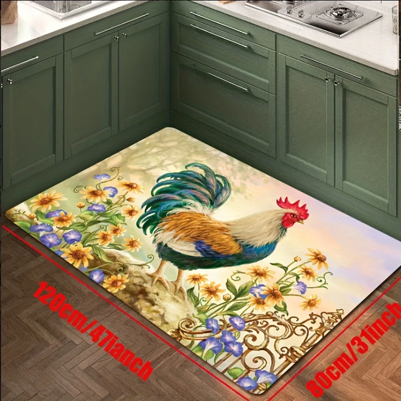 Sunflower And Rooster Kitchen Mat Non-slip Carpet Indoor Outdoor