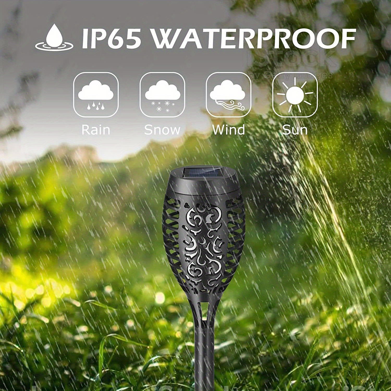 Waterproof Solar Outdoor Flame Torch Lights Led Torches Temu New Zealand