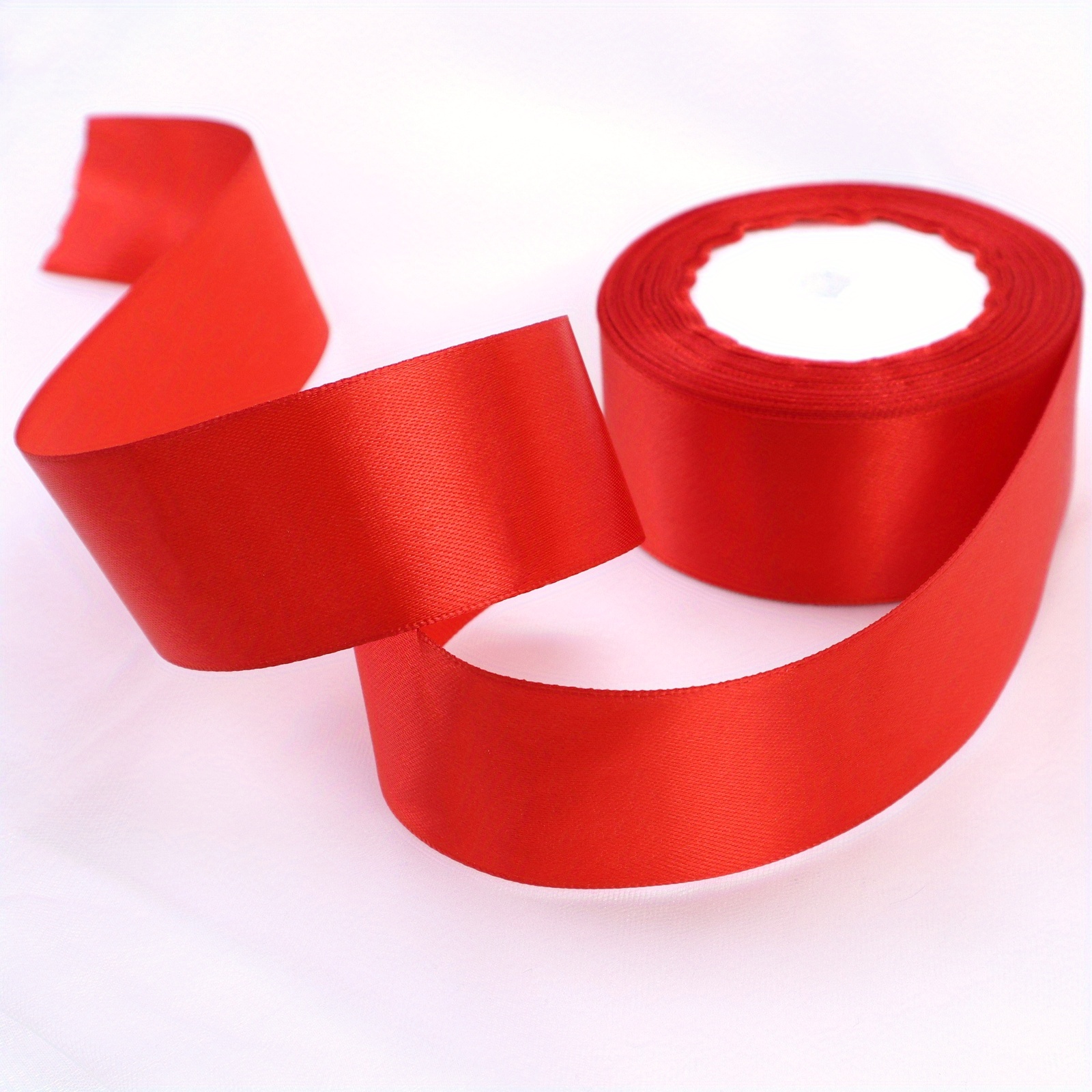 Red Satin Ribbon 1 Inch 50 Yard Roll for Gift Wrapping, Weddings, Hair –  MudraCrafts