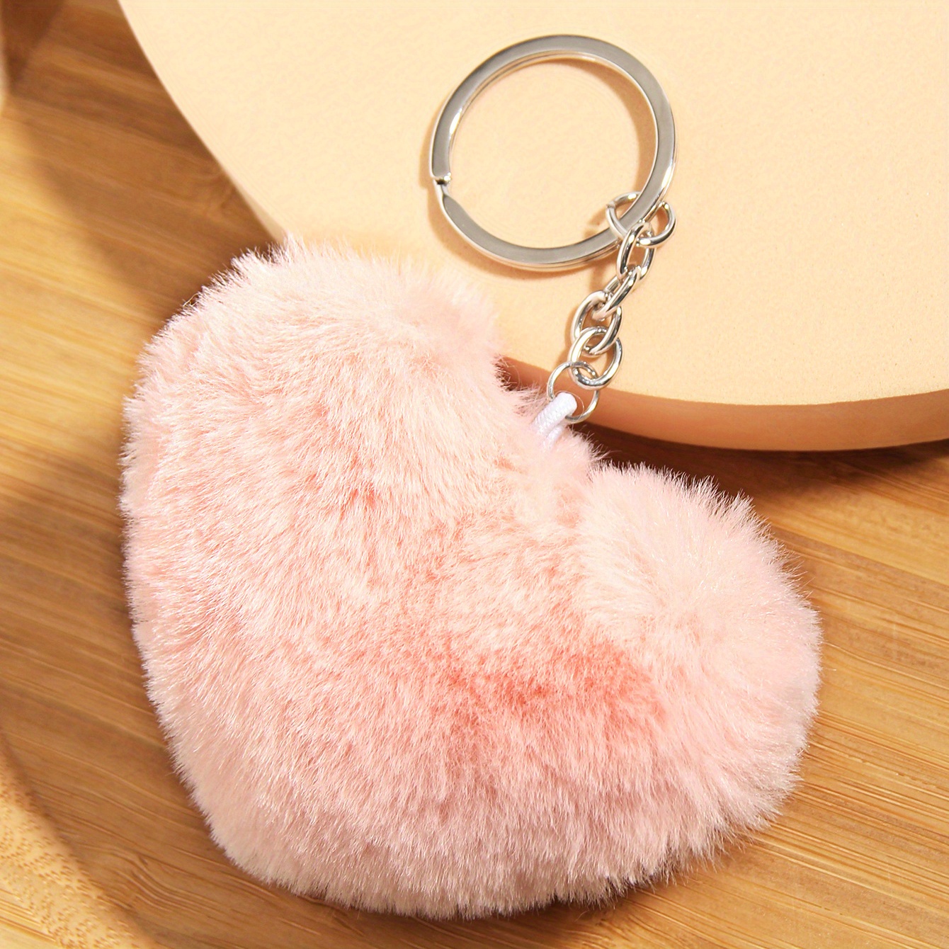 HEART KEYCHAIN, Pink Heart Purse Keychain, Heart Lovers Gift, Blush Heart  Backpack Keychain, Dangling Heart Keychain, Faux Fur Heart, charm