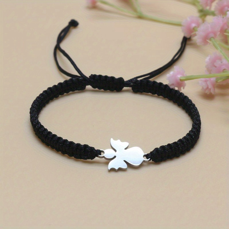 1pc Handmade Adjustable Red Bracelet - Cute Minimalist Hand-bound Chain, Stainless Steel Compatible For Casual Attire, Mother's Day Gift For & () - Non-coated Hair Accessory