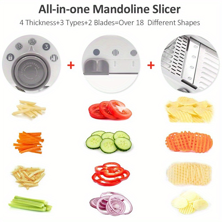 1 set of 18 types adjustable mandoline slicer stainless steel vegetable julienne grater onion potato slicer cutter professional safe vegetable slicer kitchen accessories details 1