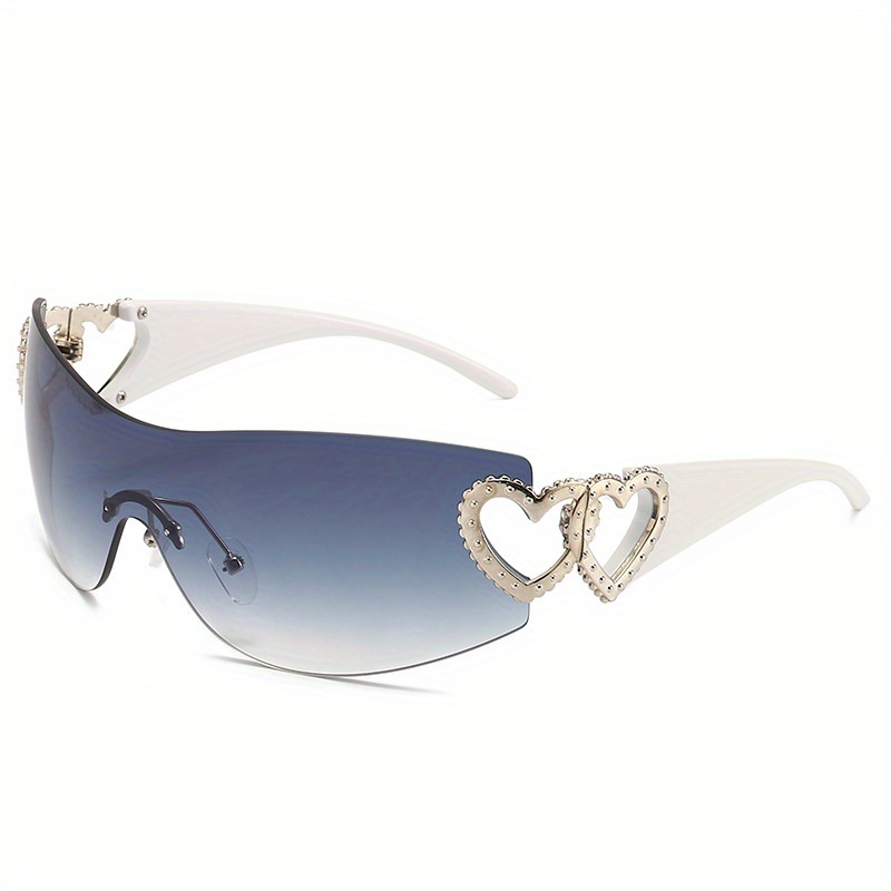 Gradient One Piece Sunglasses for Women & Men, Y2K Heart Hinge Design