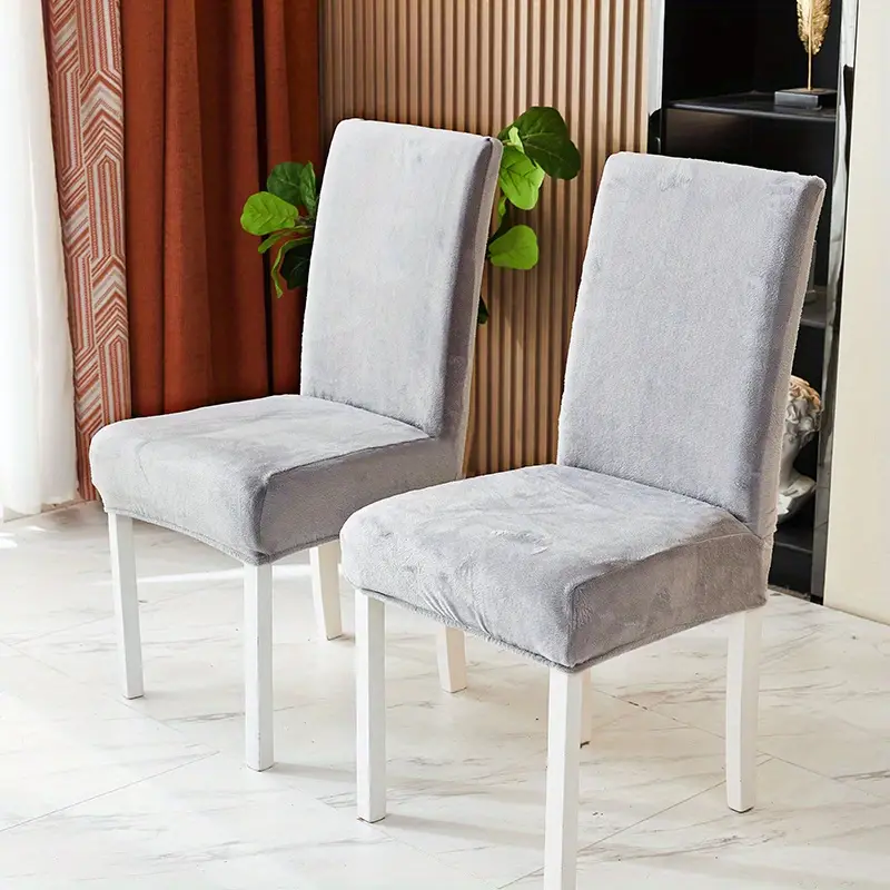1pc dining chair cover stretch thickened plush solid color chair seat slipcover elastic chair cover furniture protector anti cat scratch for dining party hotel wedding details 9