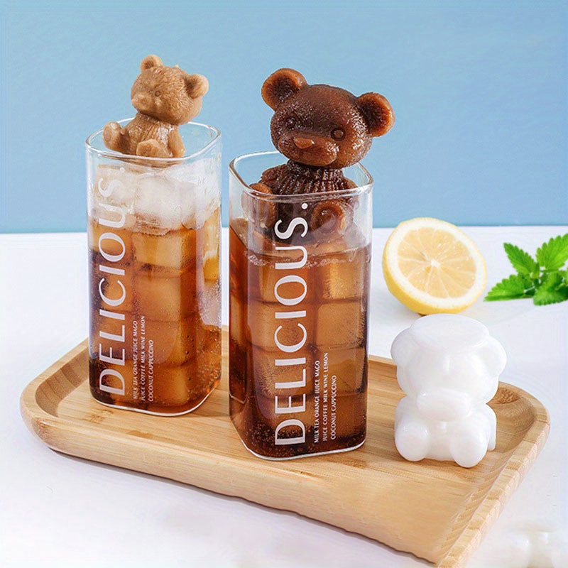 1pc Bear Shaped Ice Cube Mold, White Cute Silicone Ice Mould, For