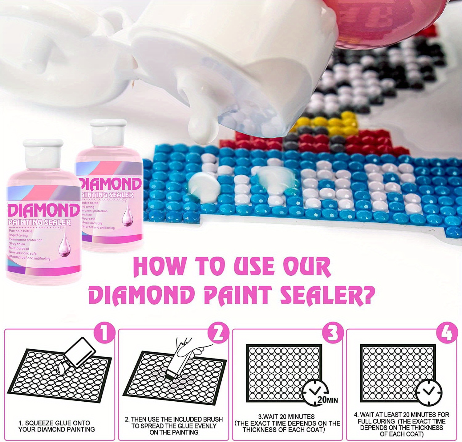 Diamond Painting Sealer Kit Milky White Upgraded Artificial Temu