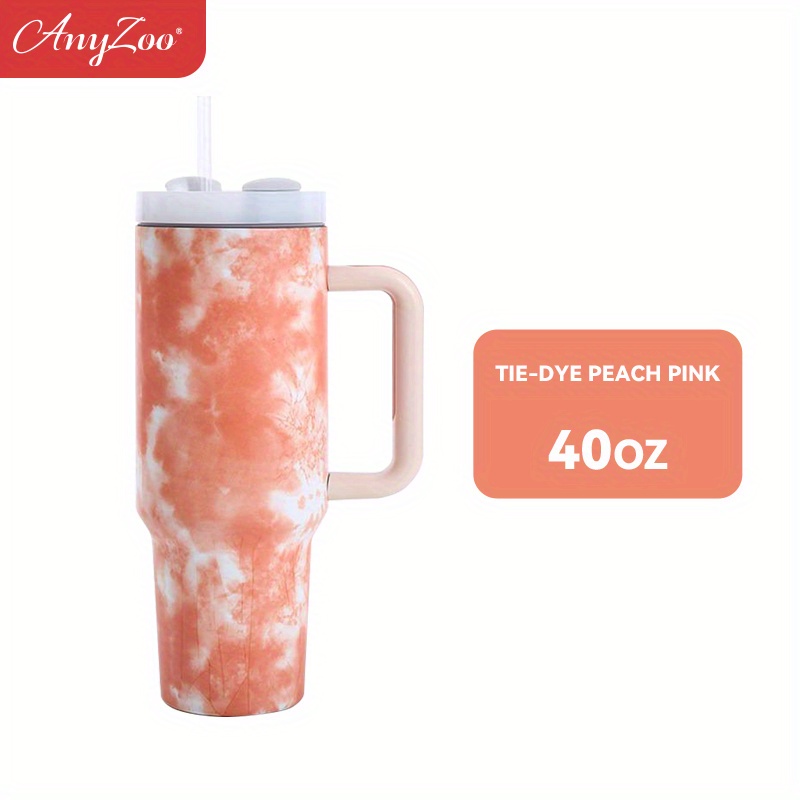 IN STOCK! 40 oz Tie Dye Tumbler Orange Stanley Dupe Summer Cup with Handle