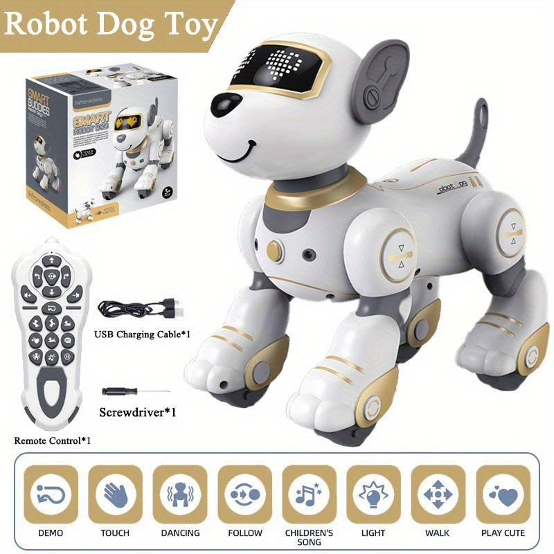 Jouet interactif chien robot télécommandé – Danse, fait des cascade, marche,  etc. – Cadeau parfait pour enfants et bébés ! - Temu France