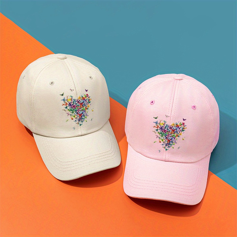 Heart & Butterfly Print Baseball Cap Women's Lightweight Casual Sun Hat