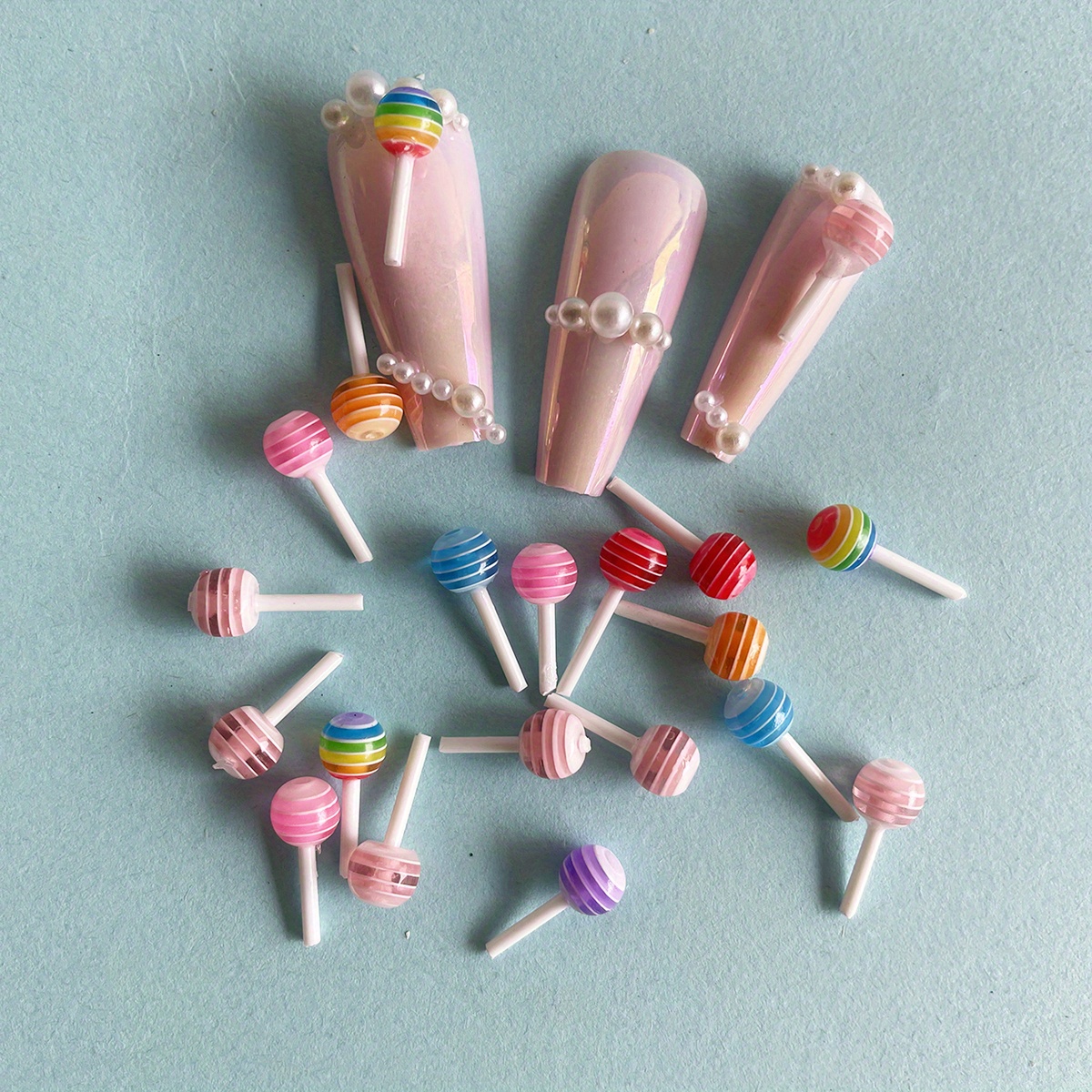 Lollipop Candy Nail Art Charm Cute 3d Acrylic Decoration Diy - Temu