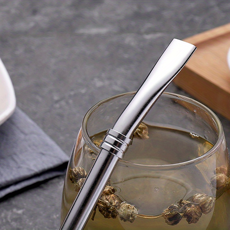 popular   1pc high quality stainless steel yerba mate straw with filter spoon reusable plastic free bombilla straw for tea coffee cocktails   machine washable drinkware accessory details 4