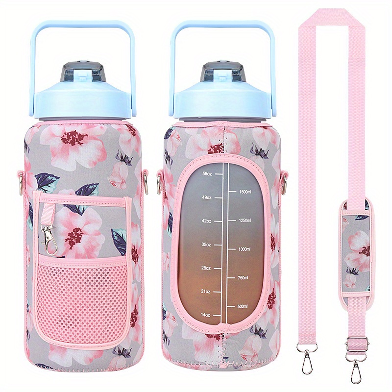 Half Gallon Water Bottle Neoprene Carrier Sleeve with,Adjustable Shoulder  Strap